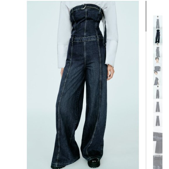 NWT ZARA STRAPLESS TRF DENIM DRESS - Picture 3 of 10